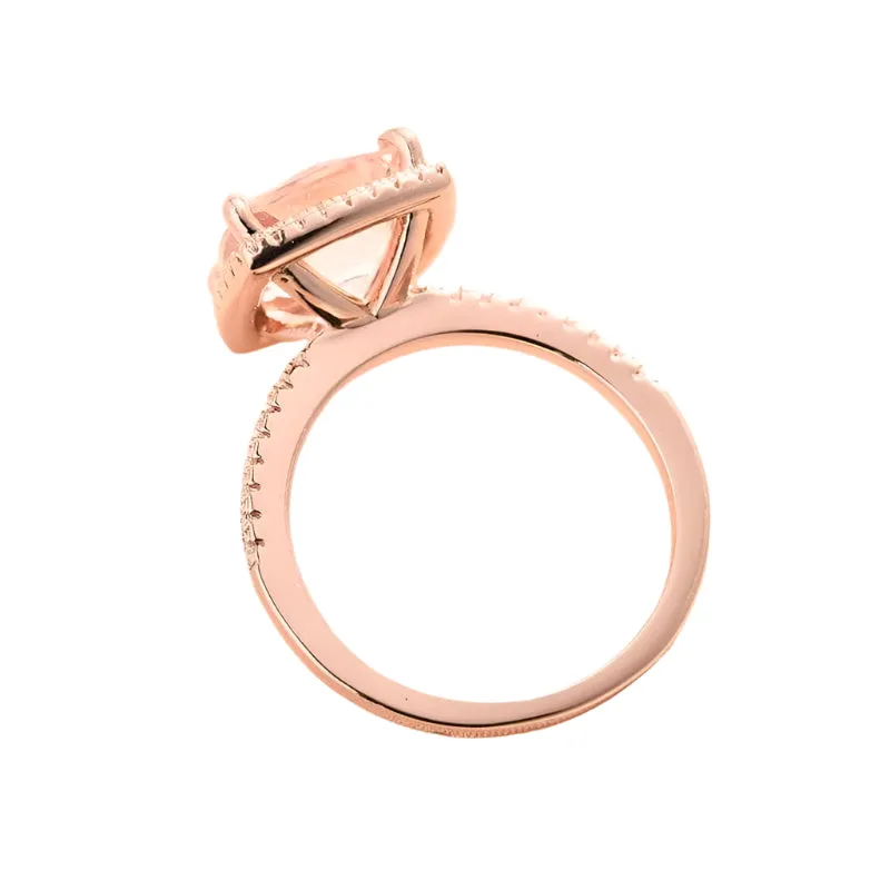 3.0ct Cushion Cut Simulated Morganite Halo Engagement Ring