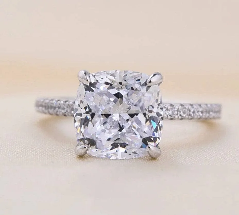 3.2 ct Cushion Cut Simulated Diamond Engagement Ring
