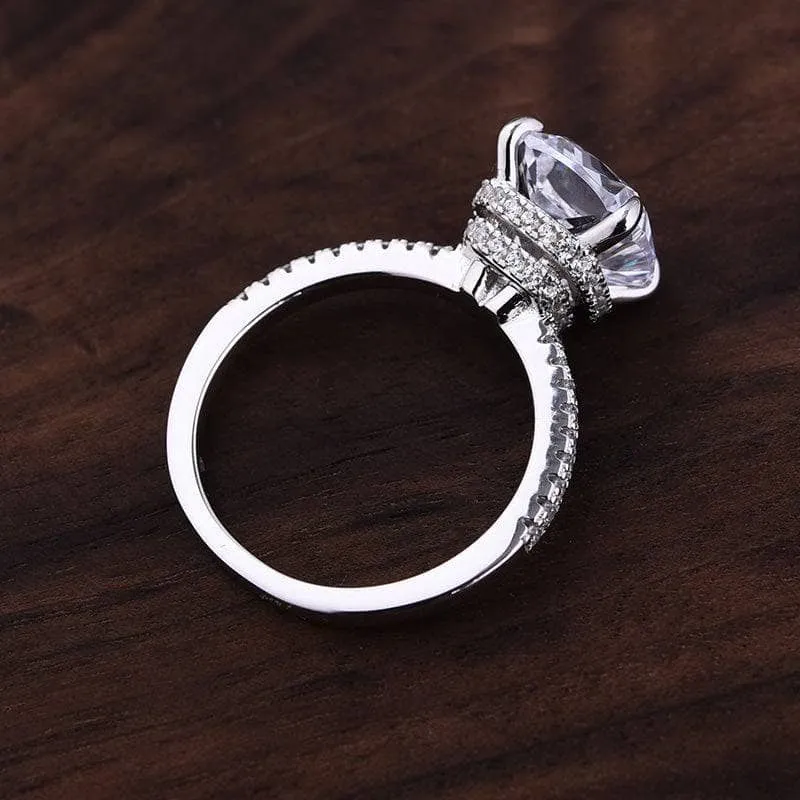 3.2 ct Cushion Cut Simulated Diamond Engagement Ring