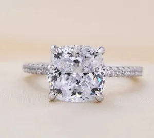 3.2 ct Cushion Cut Simulated Diamond Engagement Ring