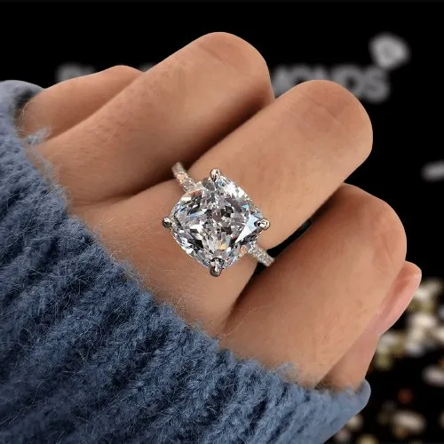 3.2 ct Cushion Cut Simulated Diamond Engagement Ring