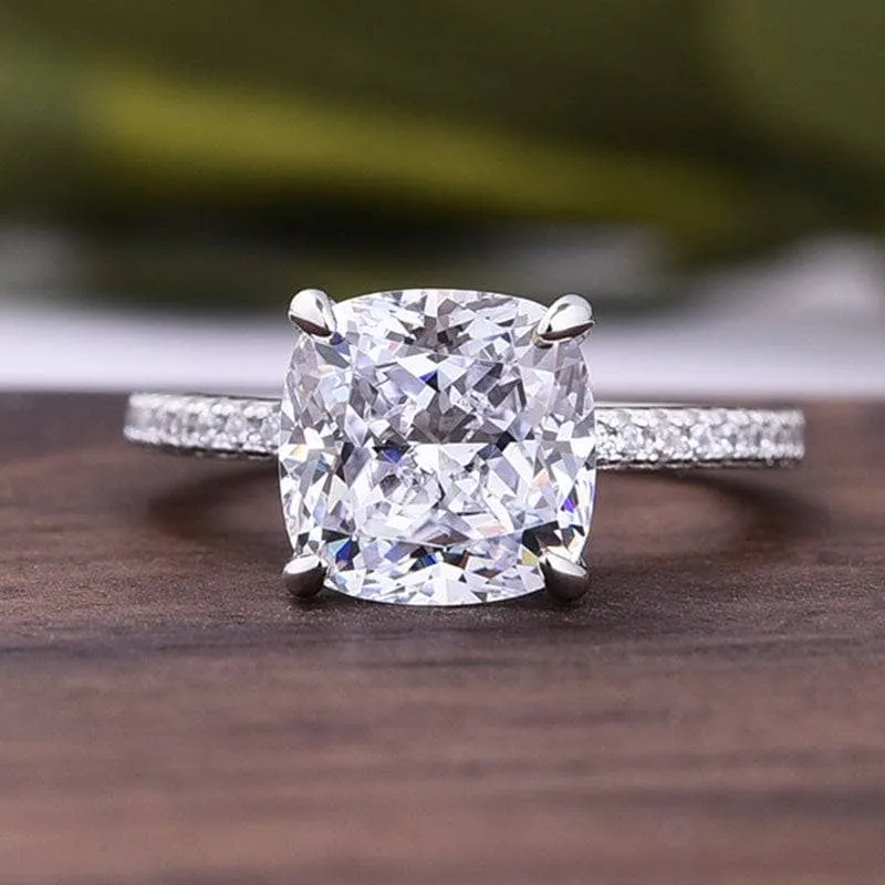 3.2 ct Cushion Cut Simulated Diamond Engagement Ring