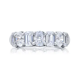 3.34ctw Emerald and Oval Cut Diamond Band