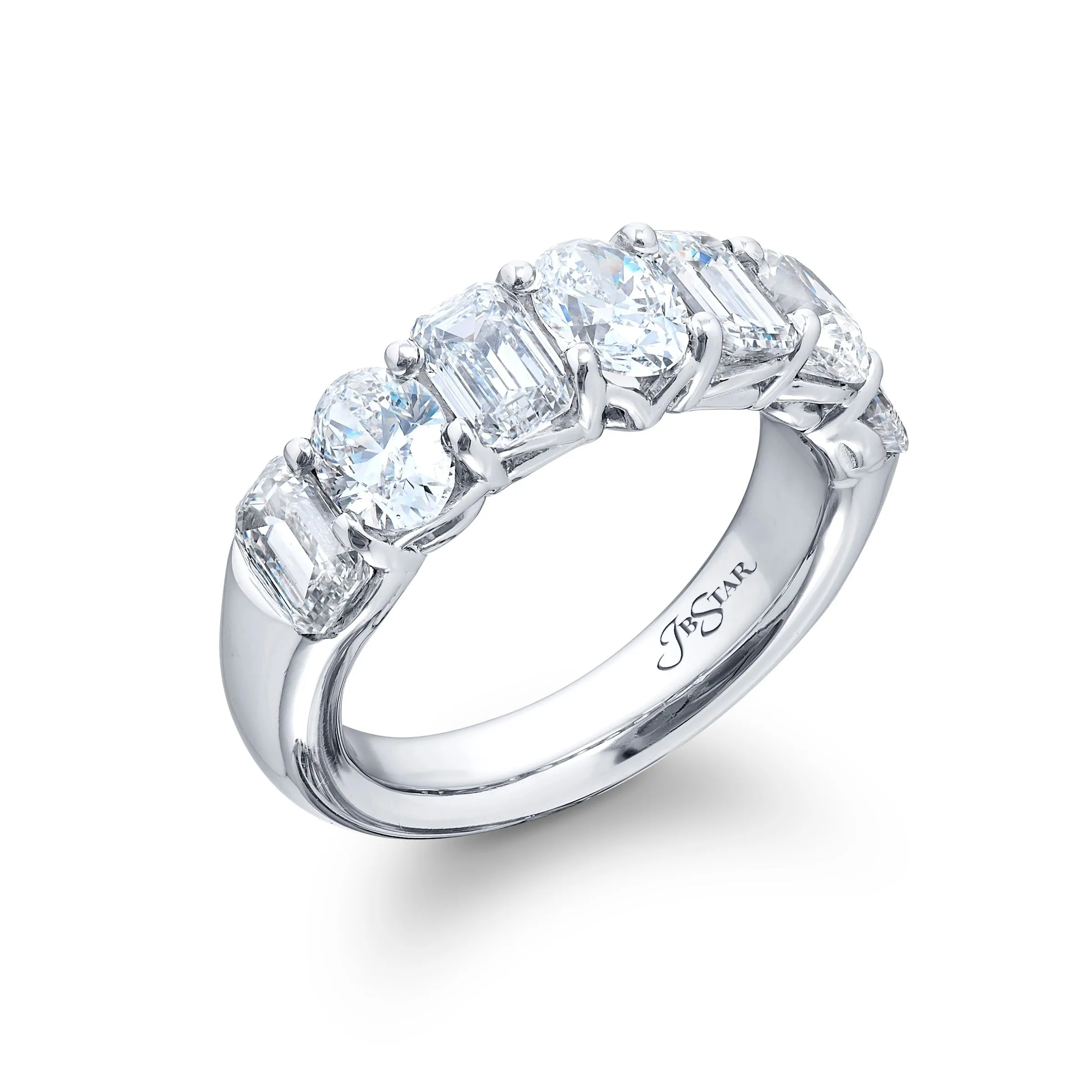 3.34ctw Emerald and Oval Cut Diamond Band