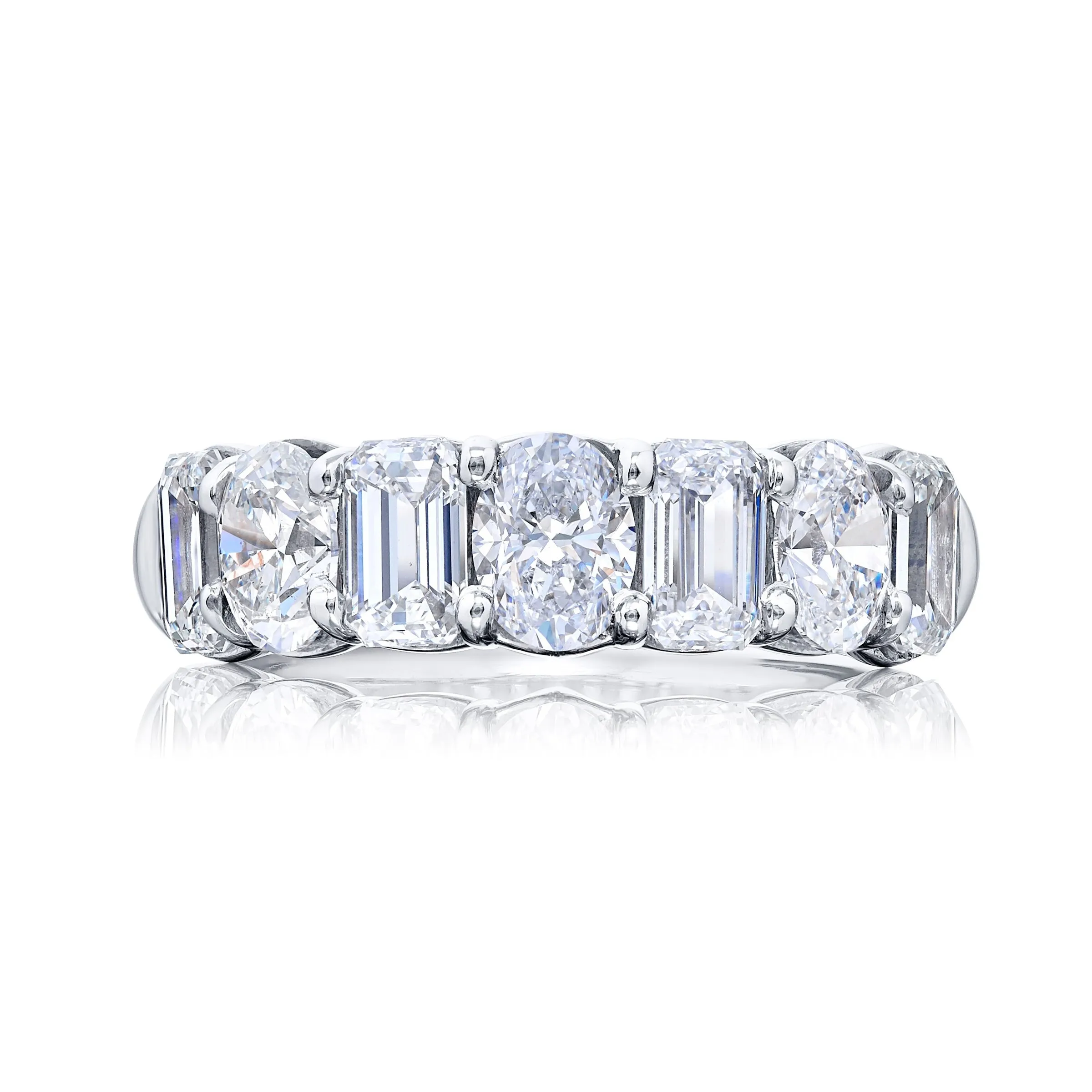3.34ctw Emerald and Oval Cut Diamond Band