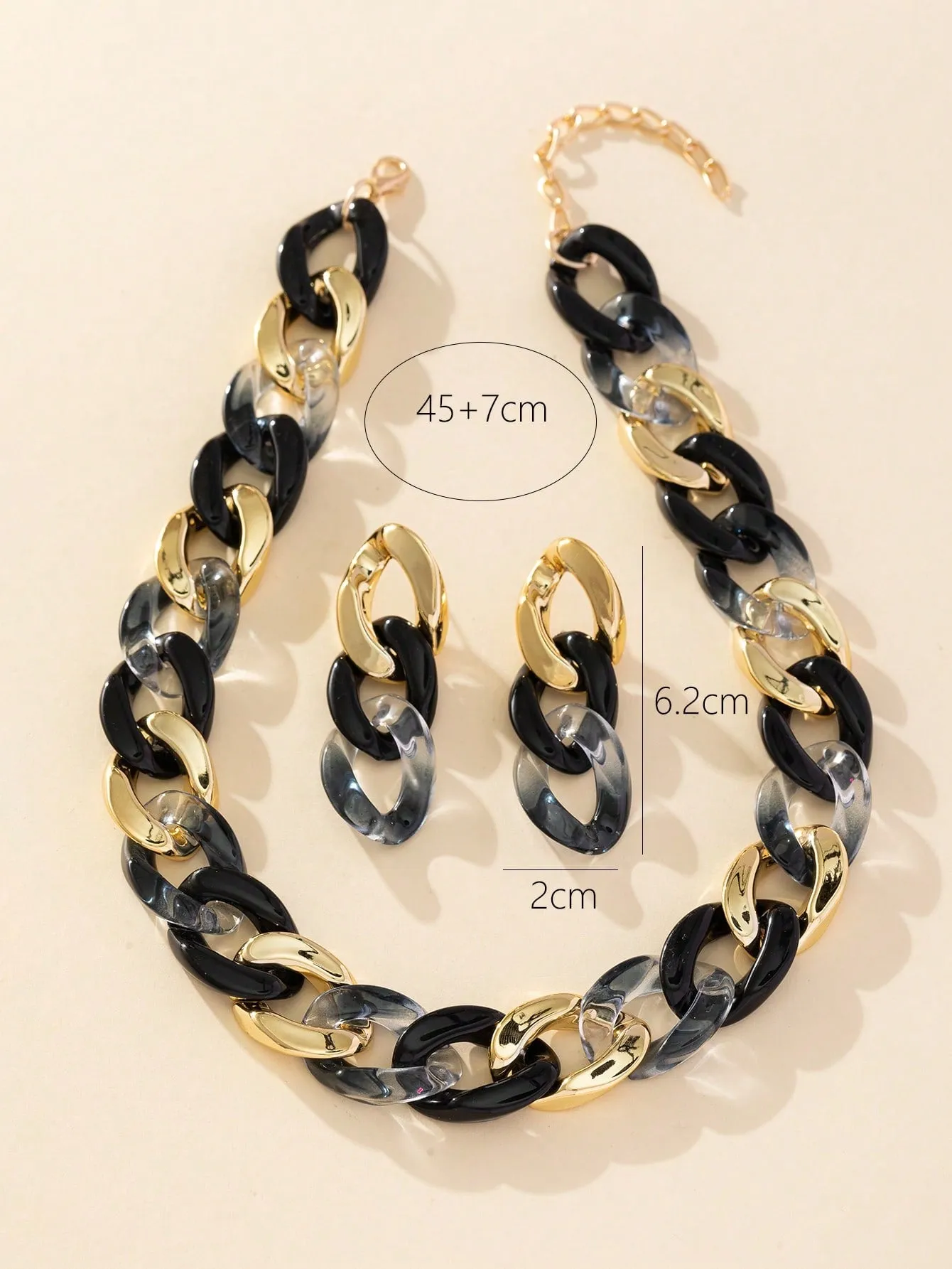 3pcs Chain Jewelry Set - Black