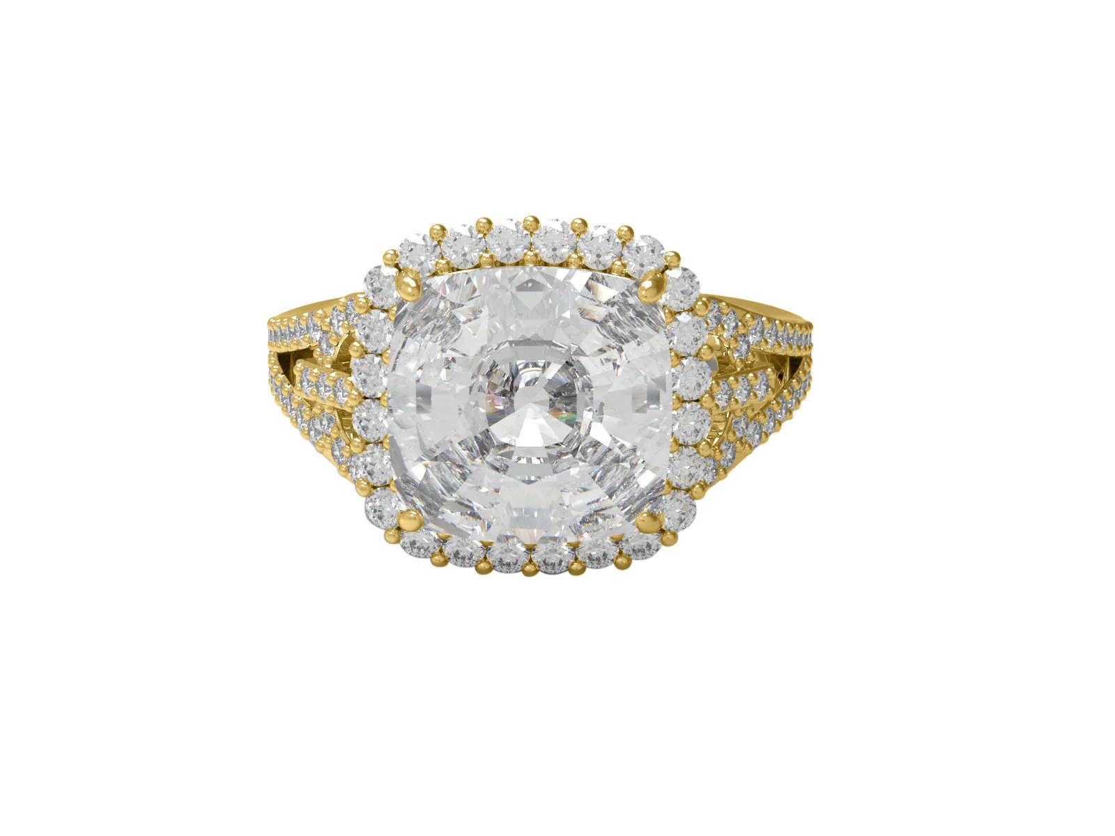 4.3 Ctw Cushion Moissanite Diamond 925 Sterling Silver Solitaire Halo  Ring