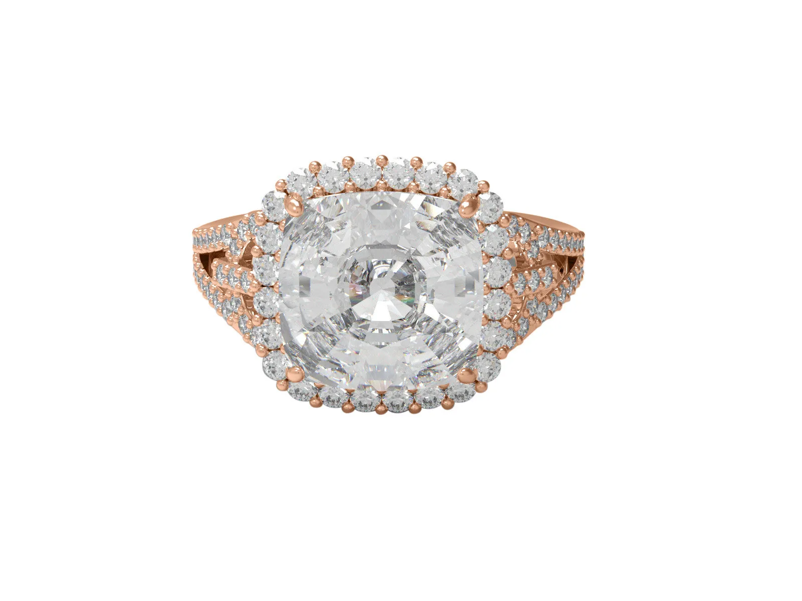 4.3 Ctw Cushion Moissanite Diamond 925 Sterling Silver Solitaire Halo  Ring