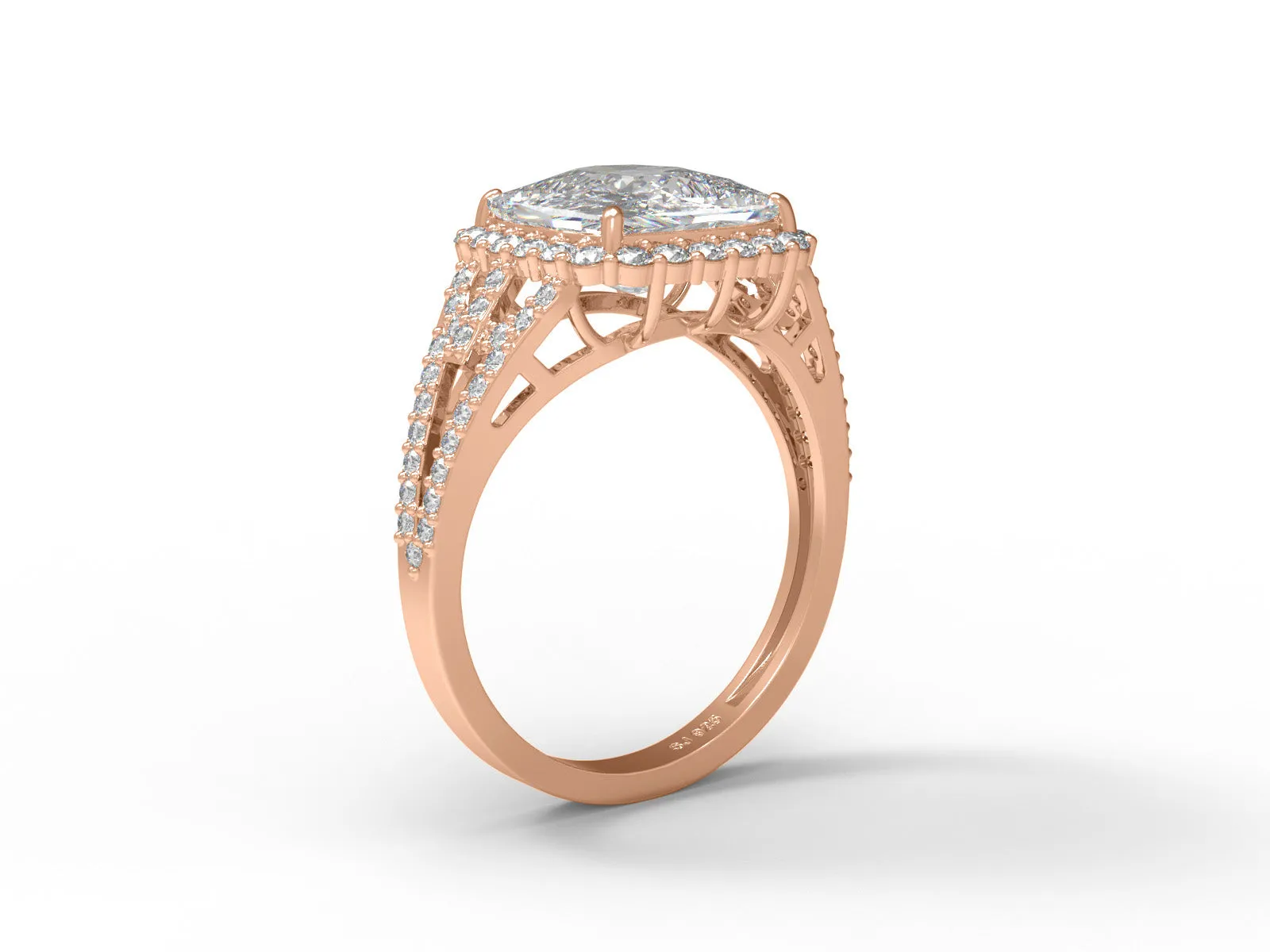 4.3 Ctw Cushion Moissanite Diamond 925 Sterling Silver Solitaire Halo  Ring