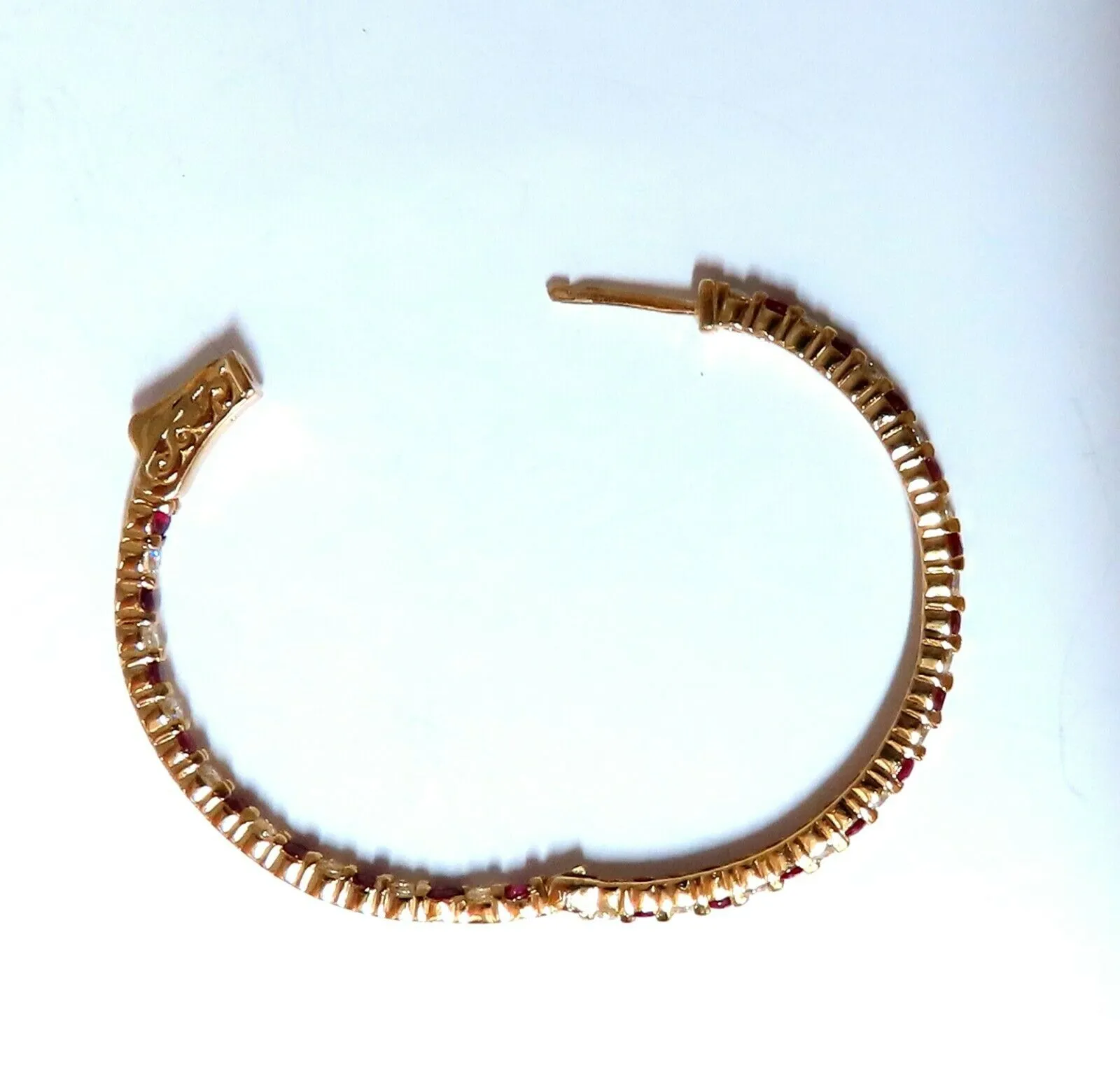 4.80ct natural Ruby diamonds hoop earrings 14kt yellow gold inside out