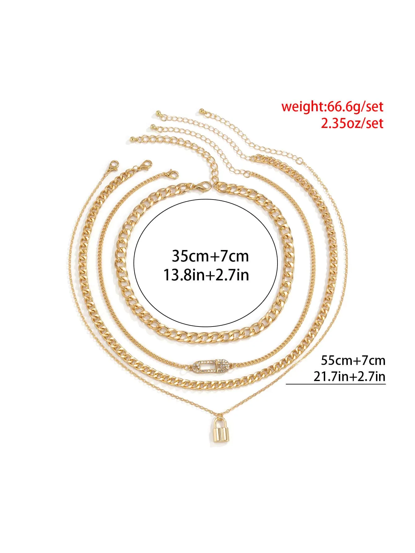 4pcs Chain Necklace  - Gold