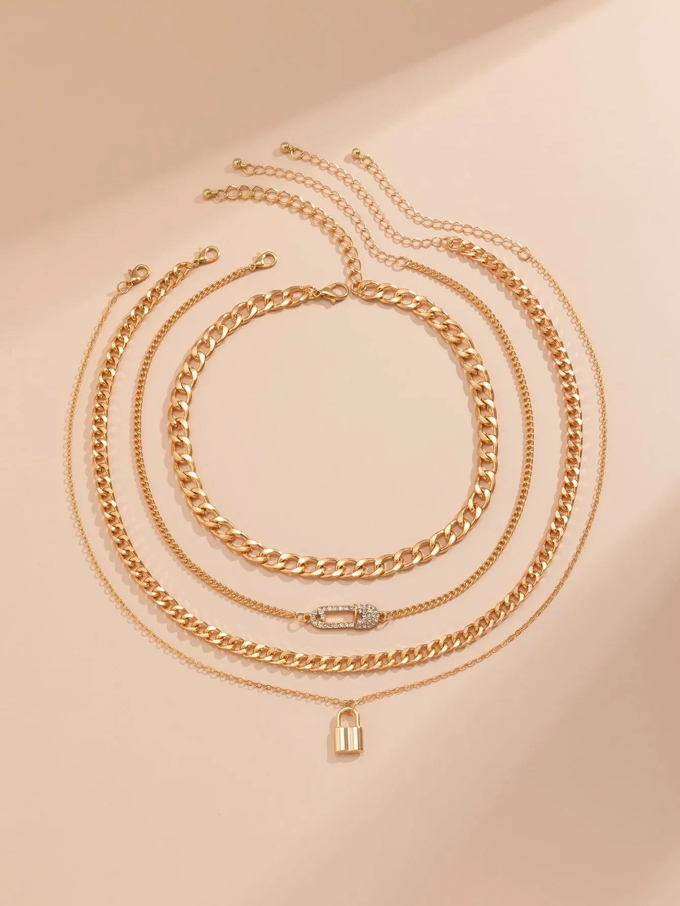 4pcs Chain Necklace  - Gold