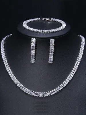 4pcs/set Cubic Zirconia Decor Jewelry Set - White- FD ⚡