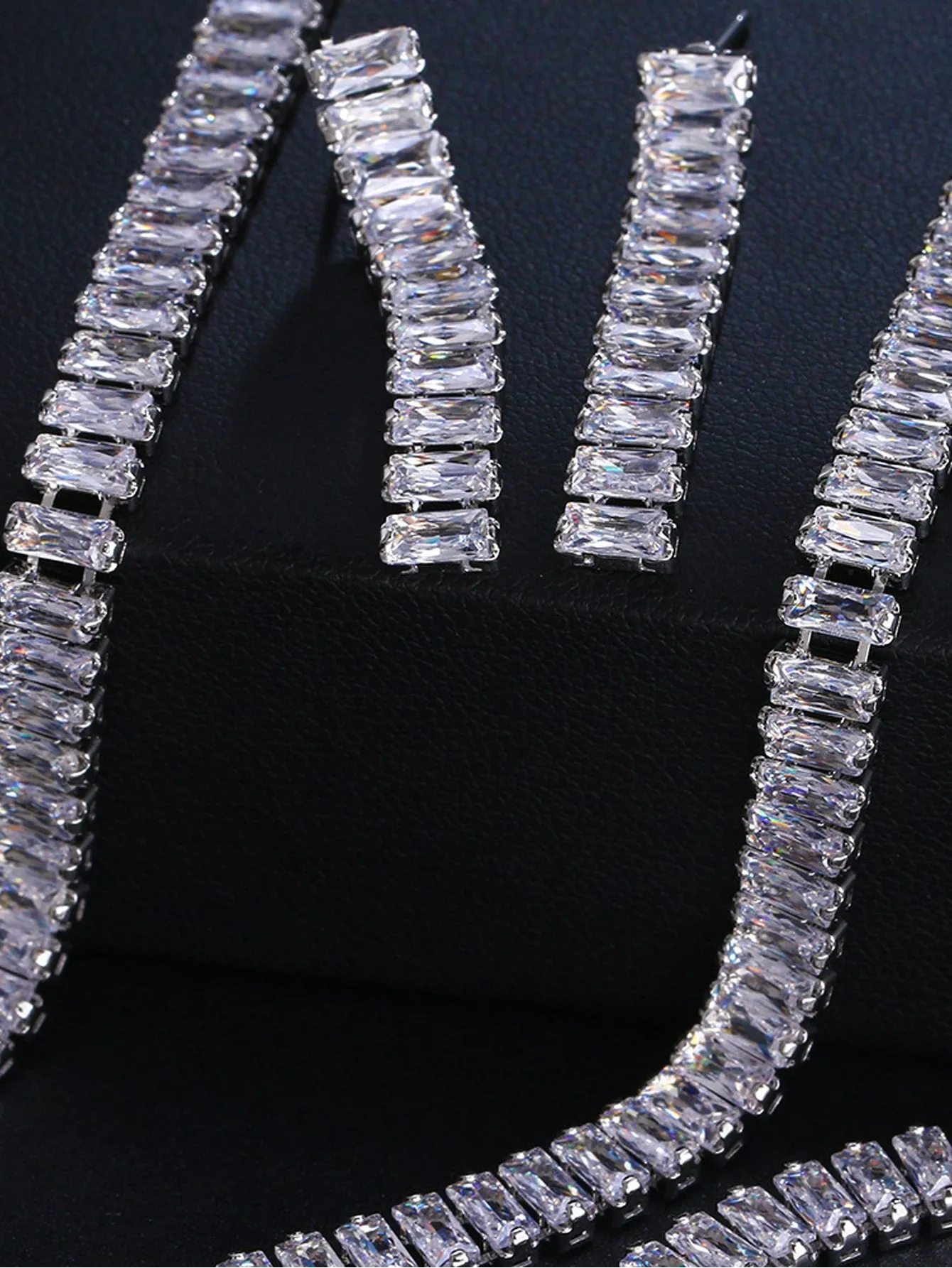 4pcs/set Cubic Zirconia Decor Jewelry Set - White- FD ⚡