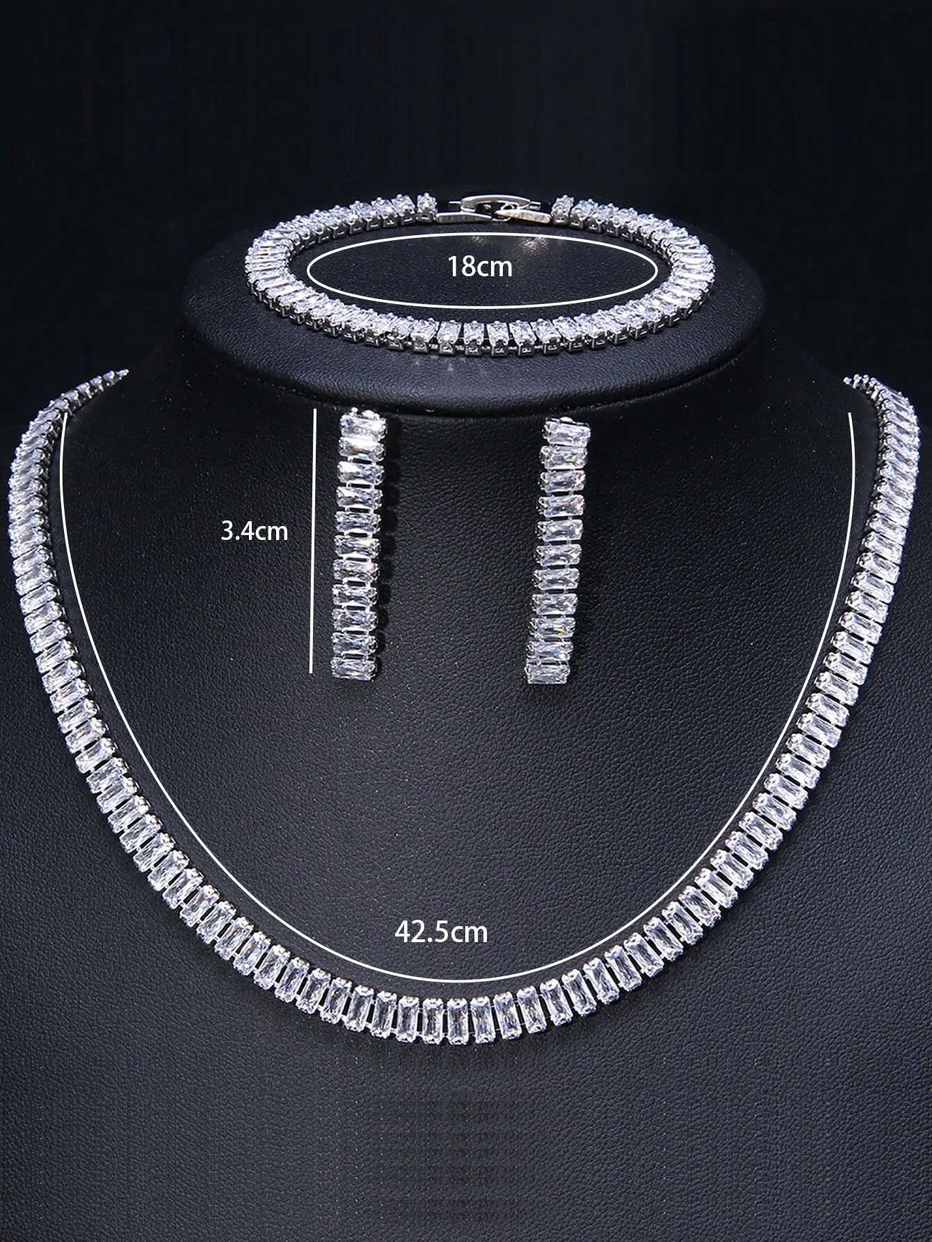 4pcs/set Cubic Zirconia Decor Jewelry Set - White- FD ⚡