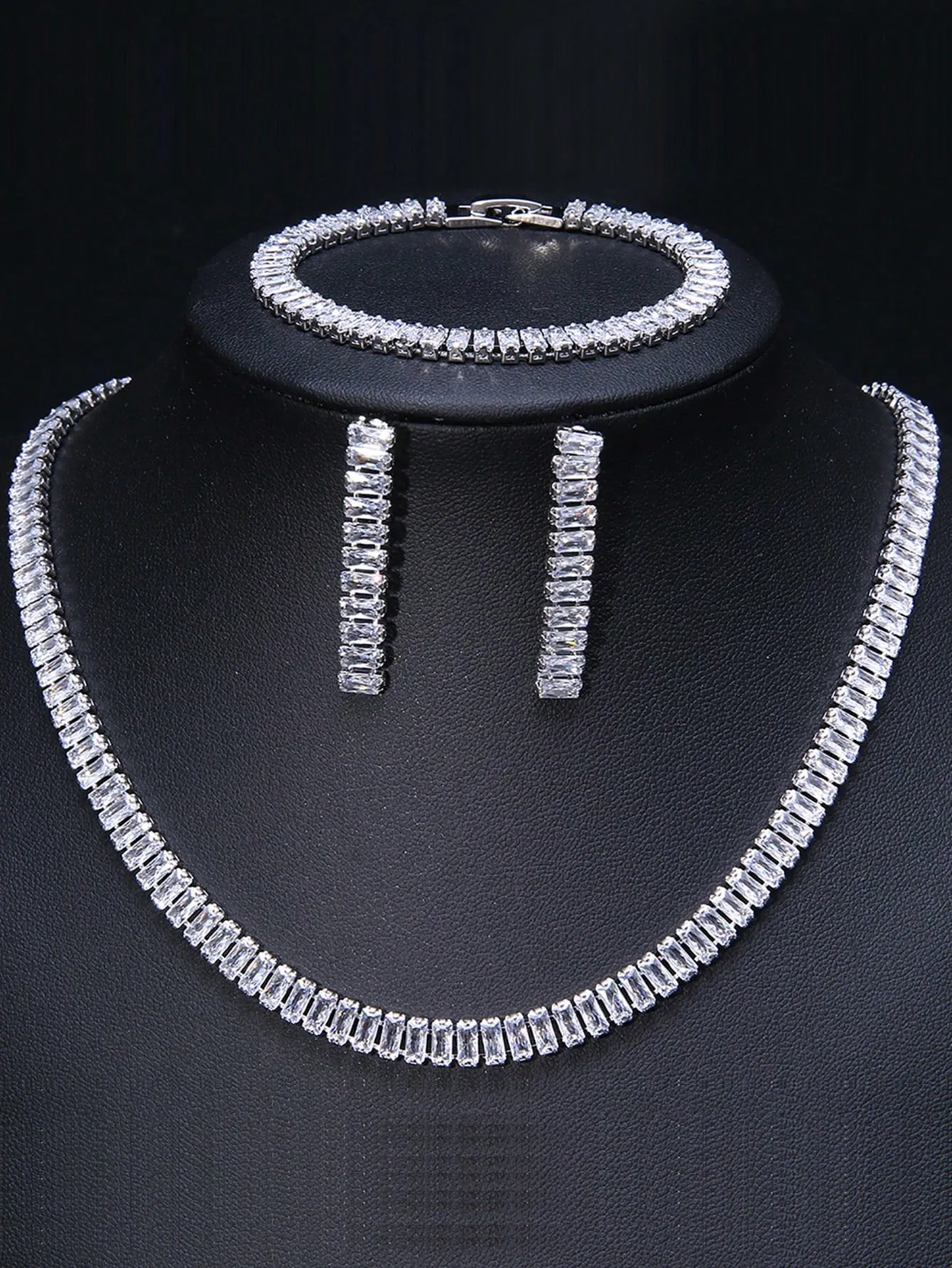 4pcs/set Cubic Zirconia Decor Jewelry Set - White- FD ⚡