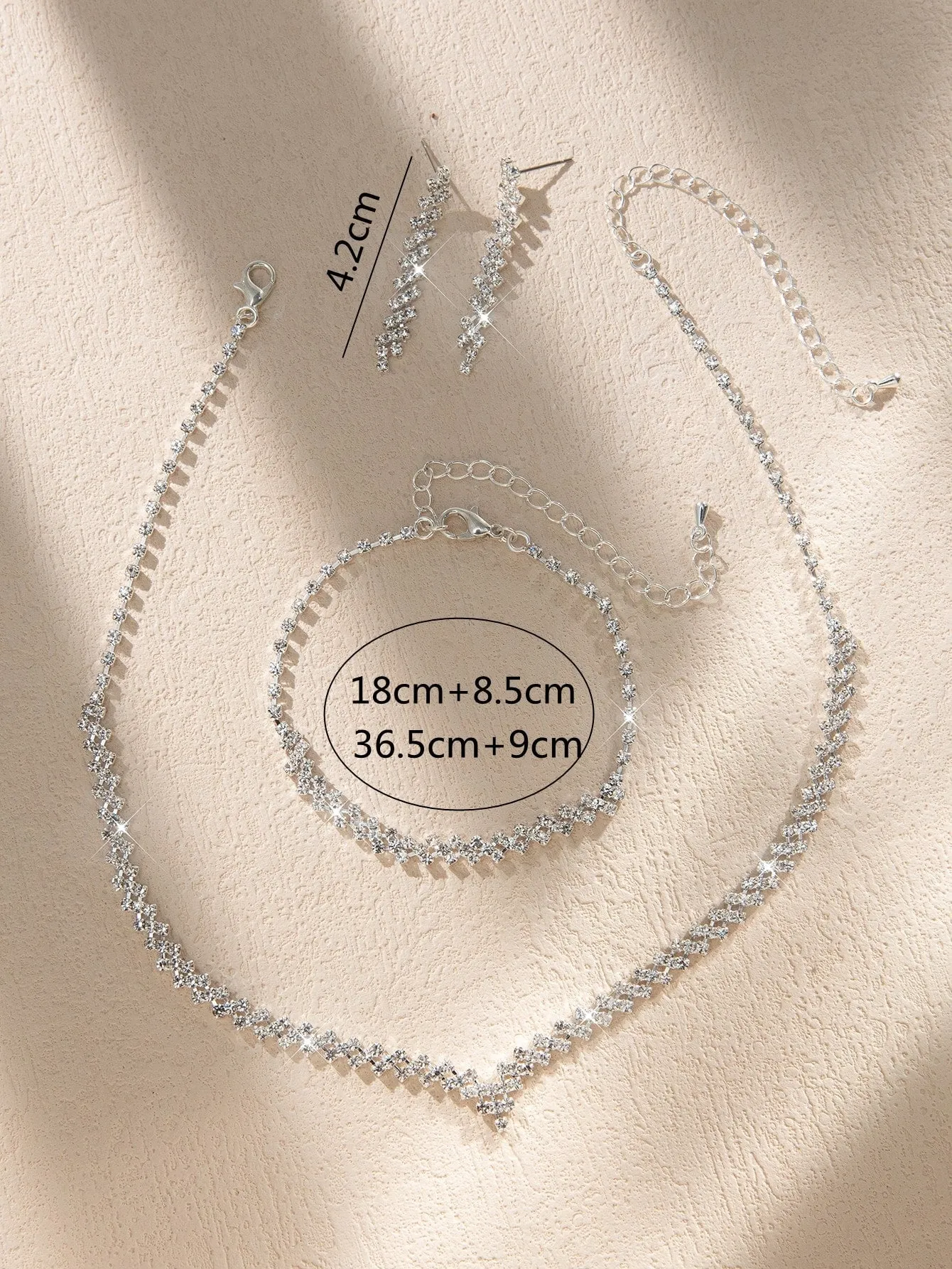 4pcs/set Rhinestone Decor Jewelry Set - Silver