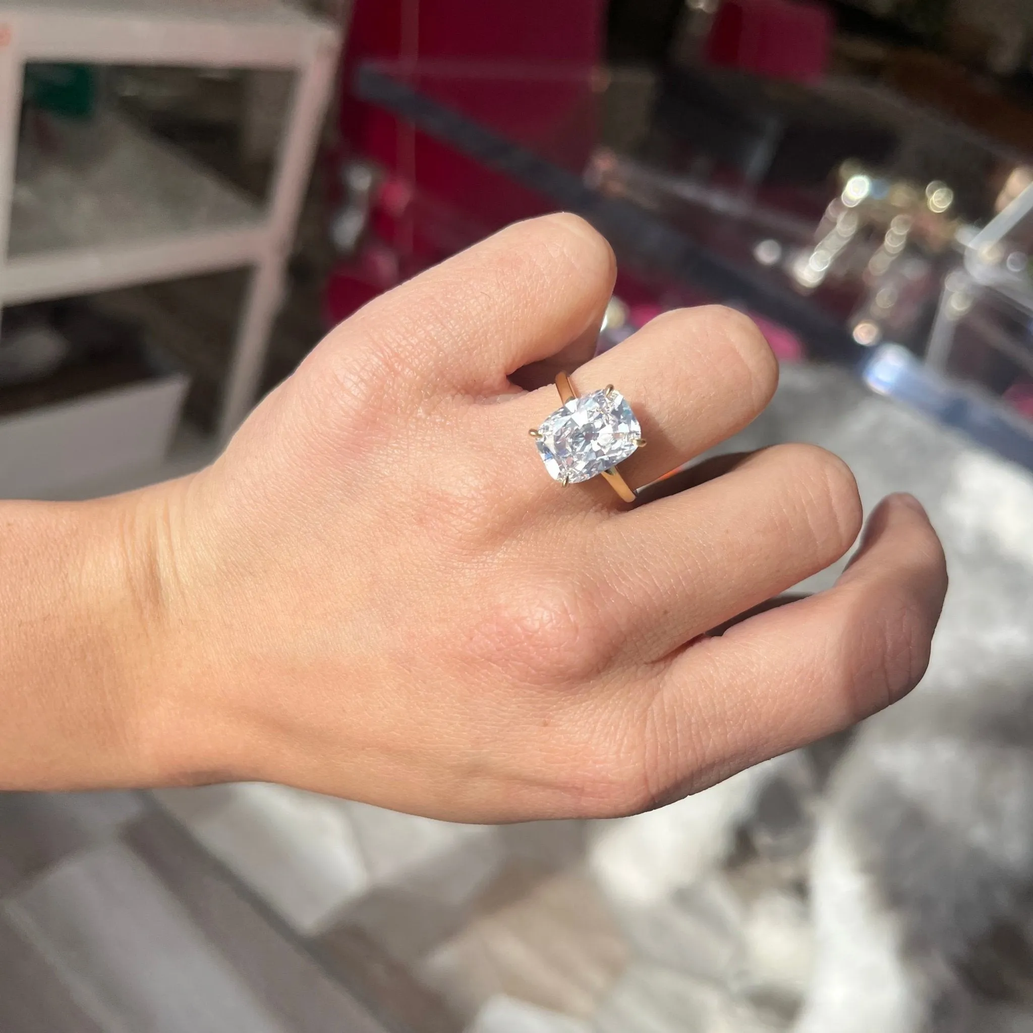 5.01ct Elongated Cushion Cut Diamond Solitaire