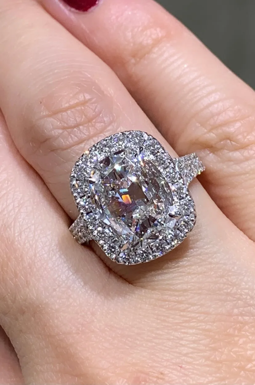 5.06CT T.W. Henri Daussi GIA Certified Cushion Cut Engagement Ring
