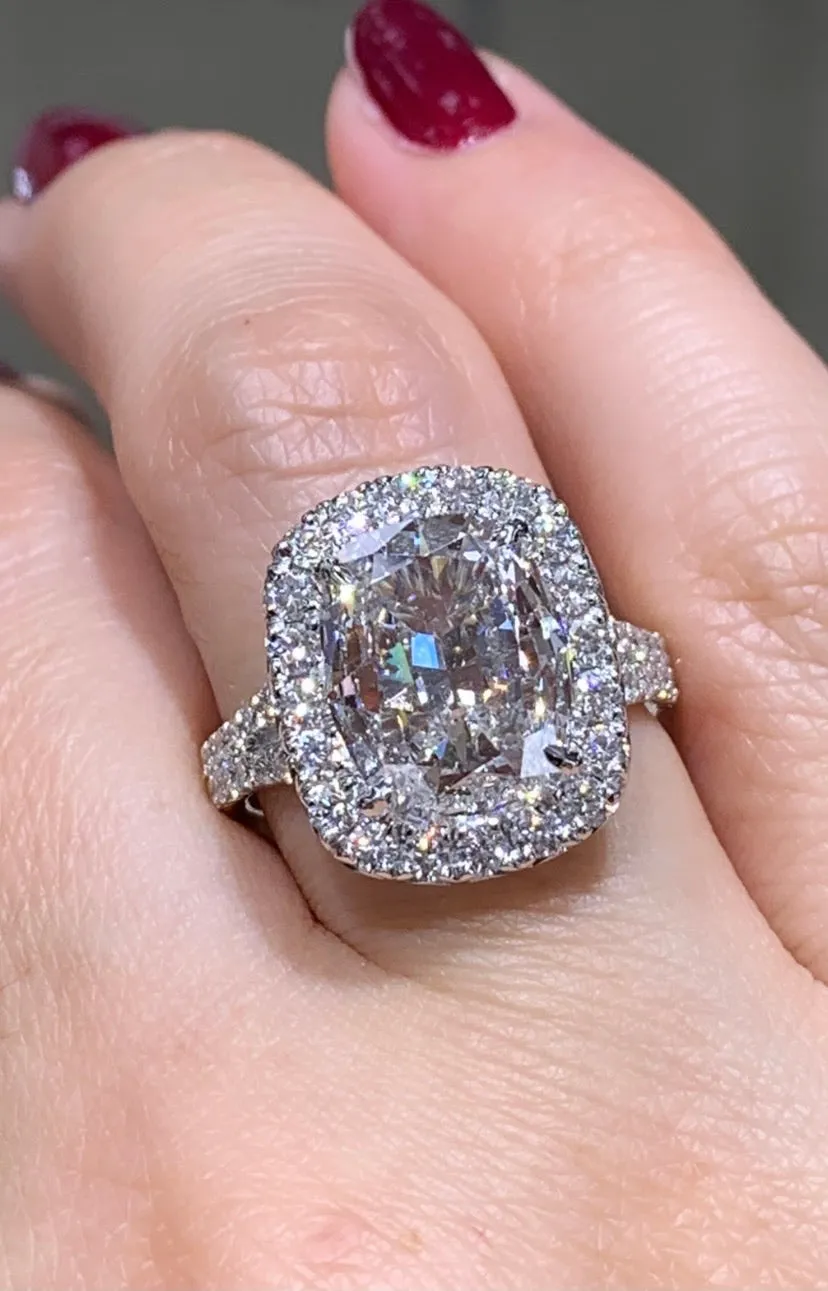 5.06CT T.W. Henri Daussi GIA Certified Cushion Cut Engagement Ring