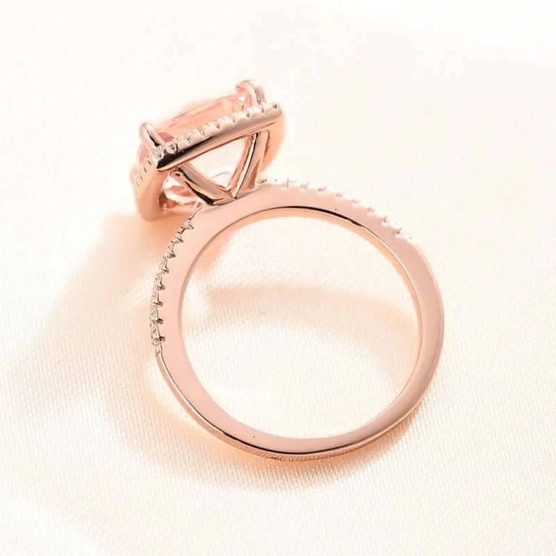 5.0ct Cushion Cut Simulated Diamond Pink Halo Engagement Ring