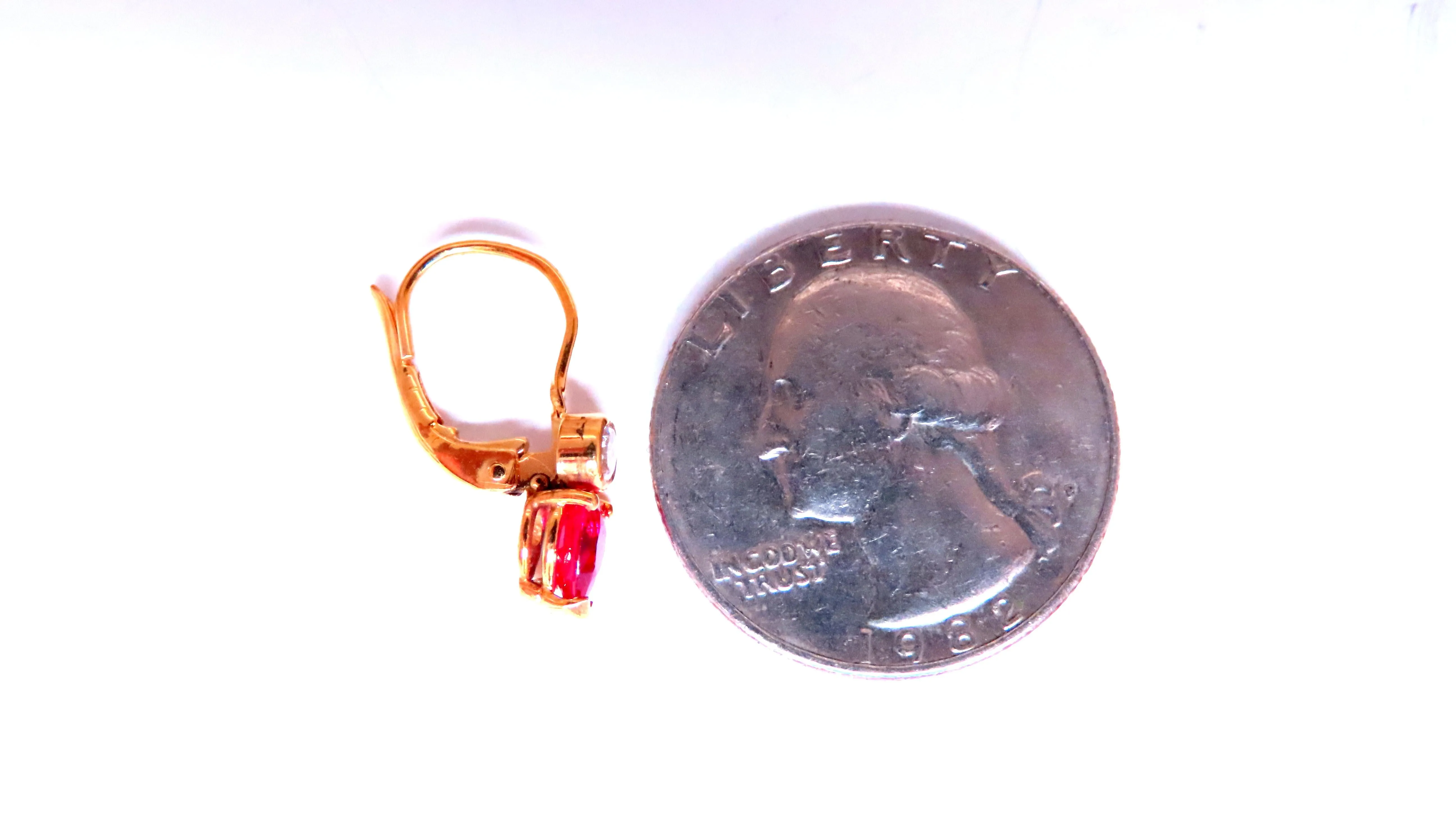 .54ct Natural Pear Shaped Ruby Diamond Lever Earrings 24414