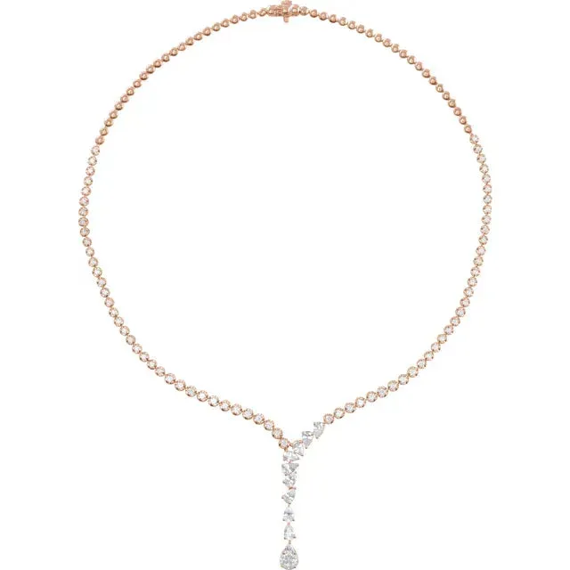 5.50 ct. Pear Shape Diamond Cluster-Tennis Necklace