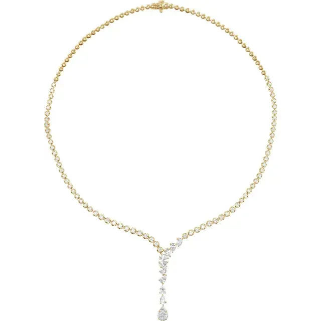 5.50 ct. Pear Shape Diamond Cluster-Tennis Necklace