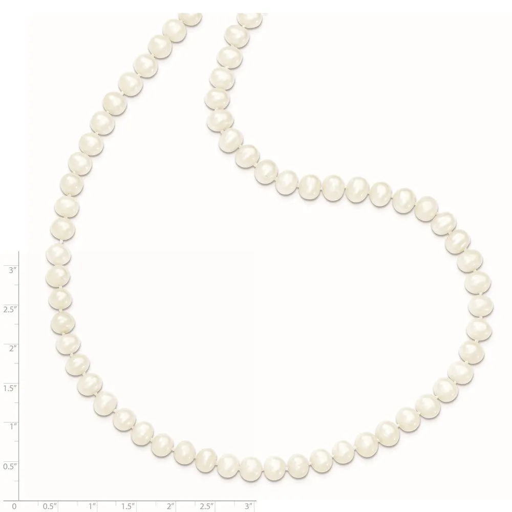 6-7mm White Semi-round Freshwater Cultured Pearl Slip-on Endless 80 inch Necklace