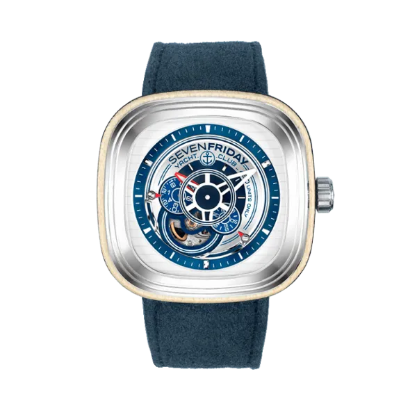 7Friday Blue Silicone Strap White Dial Automatic Watch for Gents - P3/06-X194