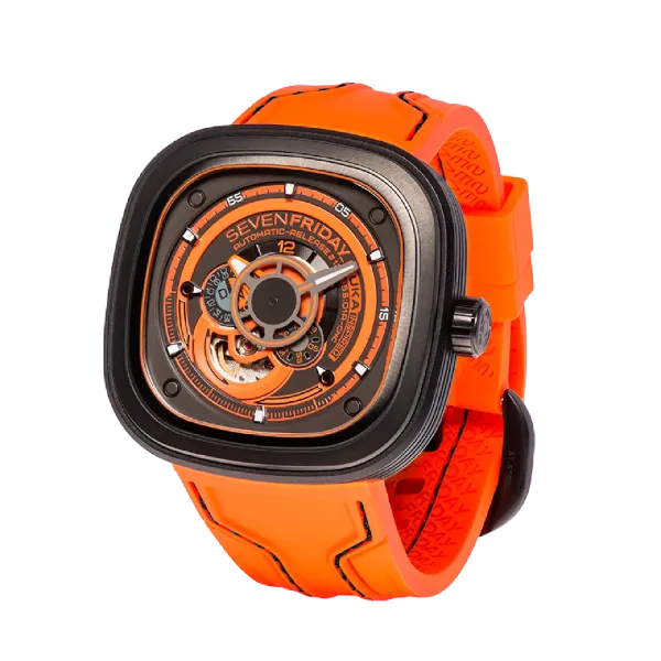 7Friday Orange Silicone Strap Orange Dial Automatic Watch for Gents - P3/07-X182