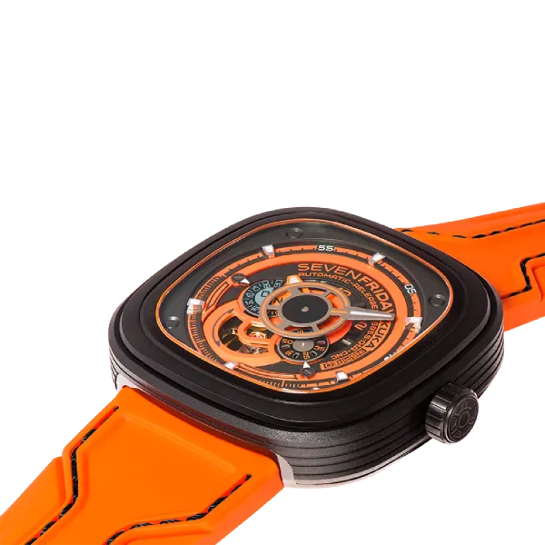 7Friday Orange Silicone Strap Orange Dial Automatic Watch for Gents - P3/07-X182