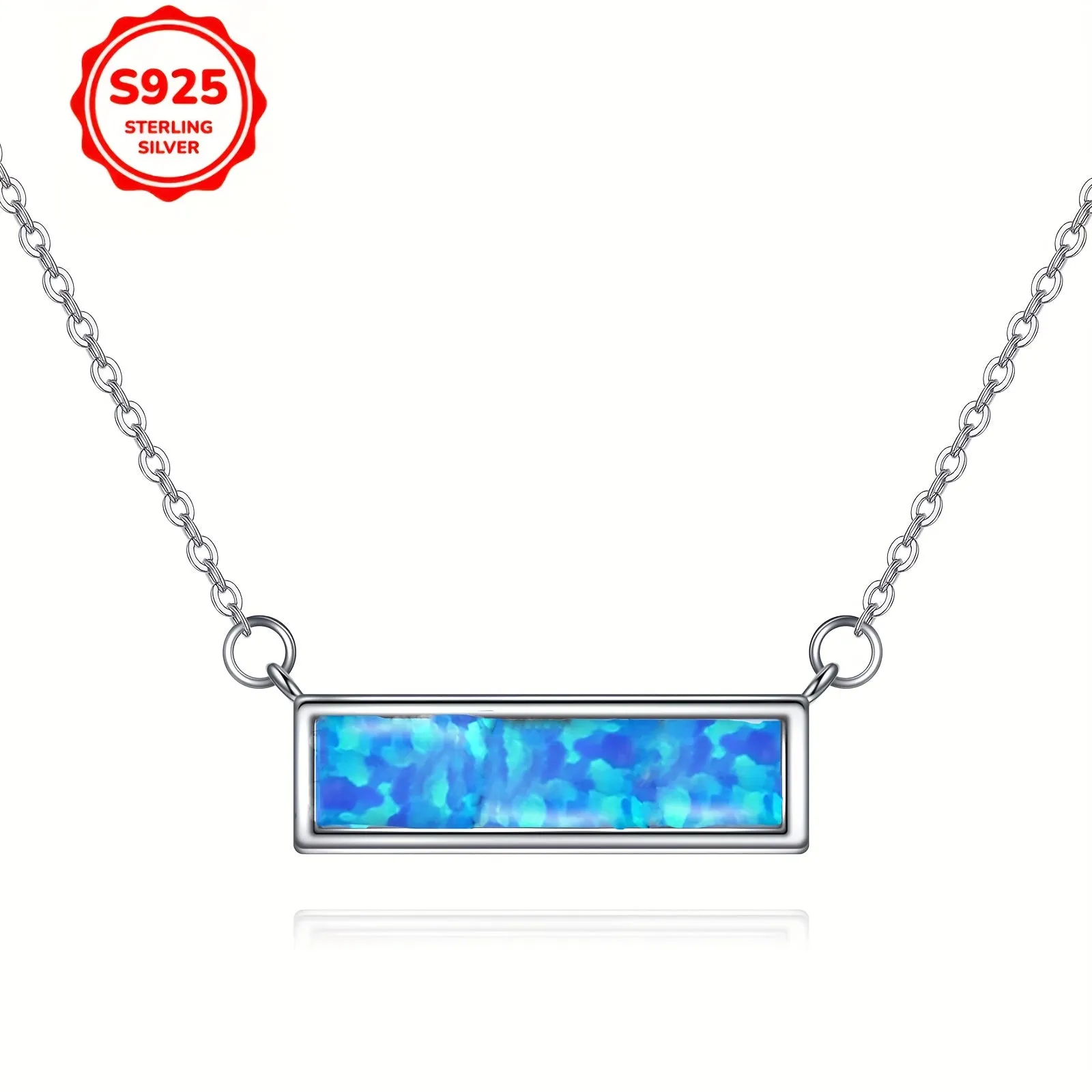 925 Silver Opal Bar Choker Necklace Women Opal Bar Jewelry