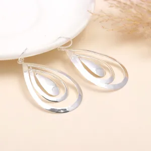 925 Sterling Silver Multi-Layered Teardrop Dangle Earrings