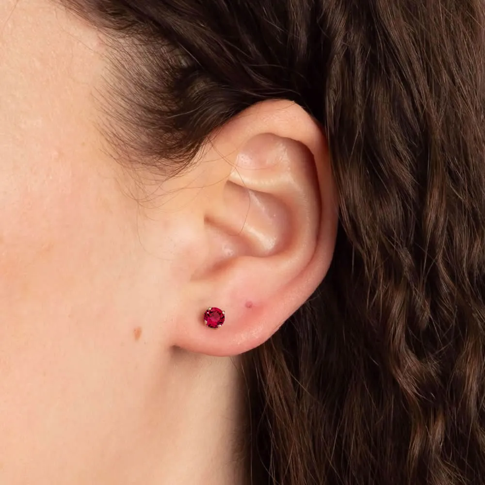 9ct Gold Created Ruby Birthstone Stud Earrings (July)