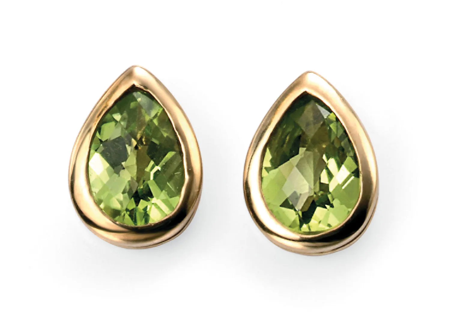 9ct Yellow Gold Peridot Teardrop Stud Earrings 36798