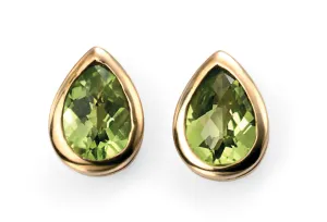 9ct Yellow Gold Peridot Teardrop Stud Earrings 36798