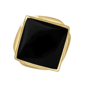 9ct Yellow Gold Whitby Jet Queen's Jubilee Hallmark Small Rhombus Ring D