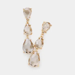 AB Black Diamond Triple Teardrop Dropdown Pageant Link Earrings | AB Black Diamond Dangle Earrings |  610129