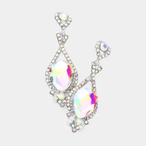 AB Crystal Rhinestone and Teardrop Pageant Earrings | Prom Earrings |  193071