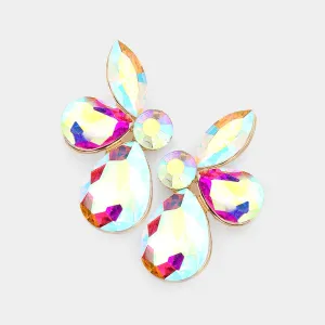 AB Teardrop and Marquise Stone Pageant Earrings on Gold  | Interview Earrings |  563210