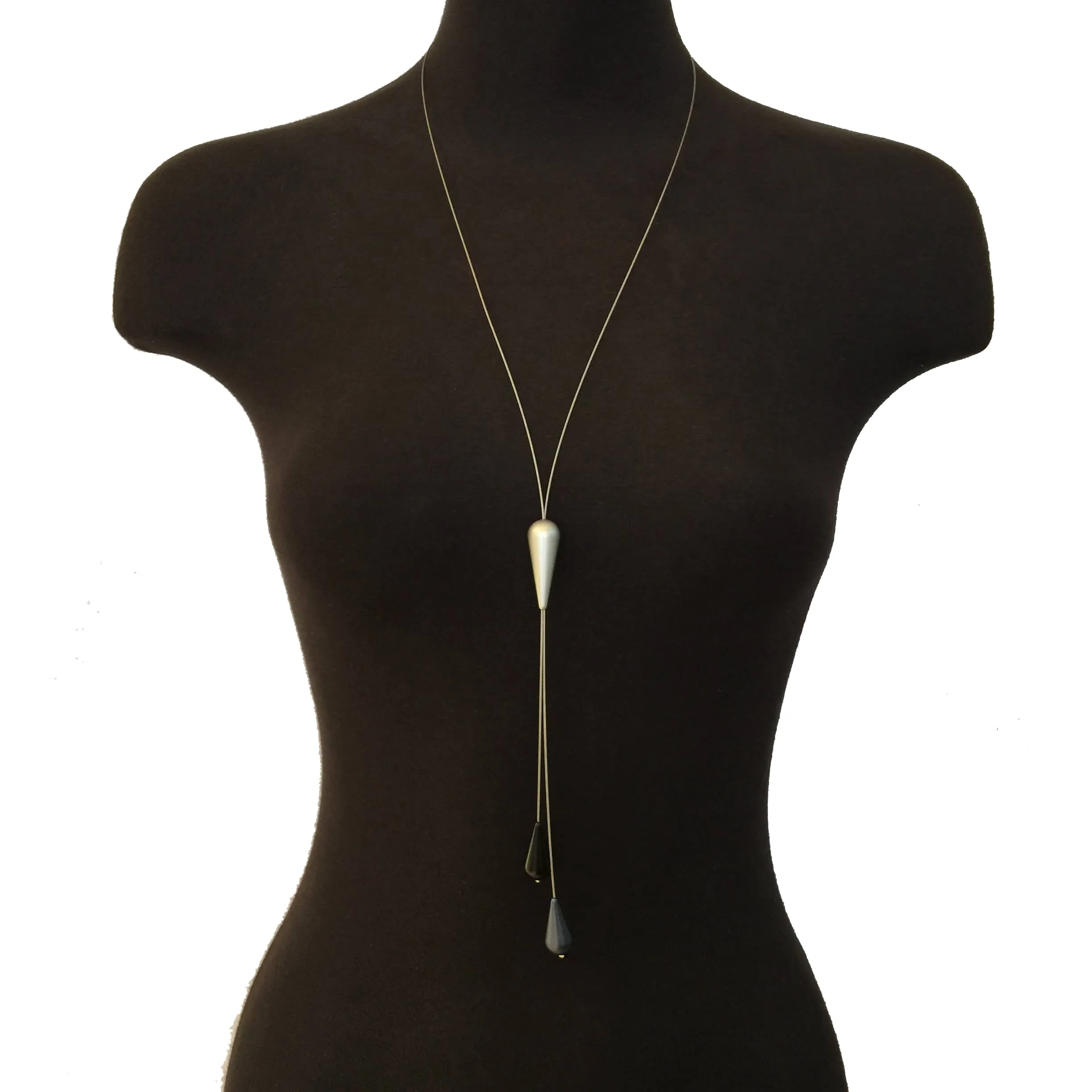Adjustable Bolo Necklace - Black and Gray