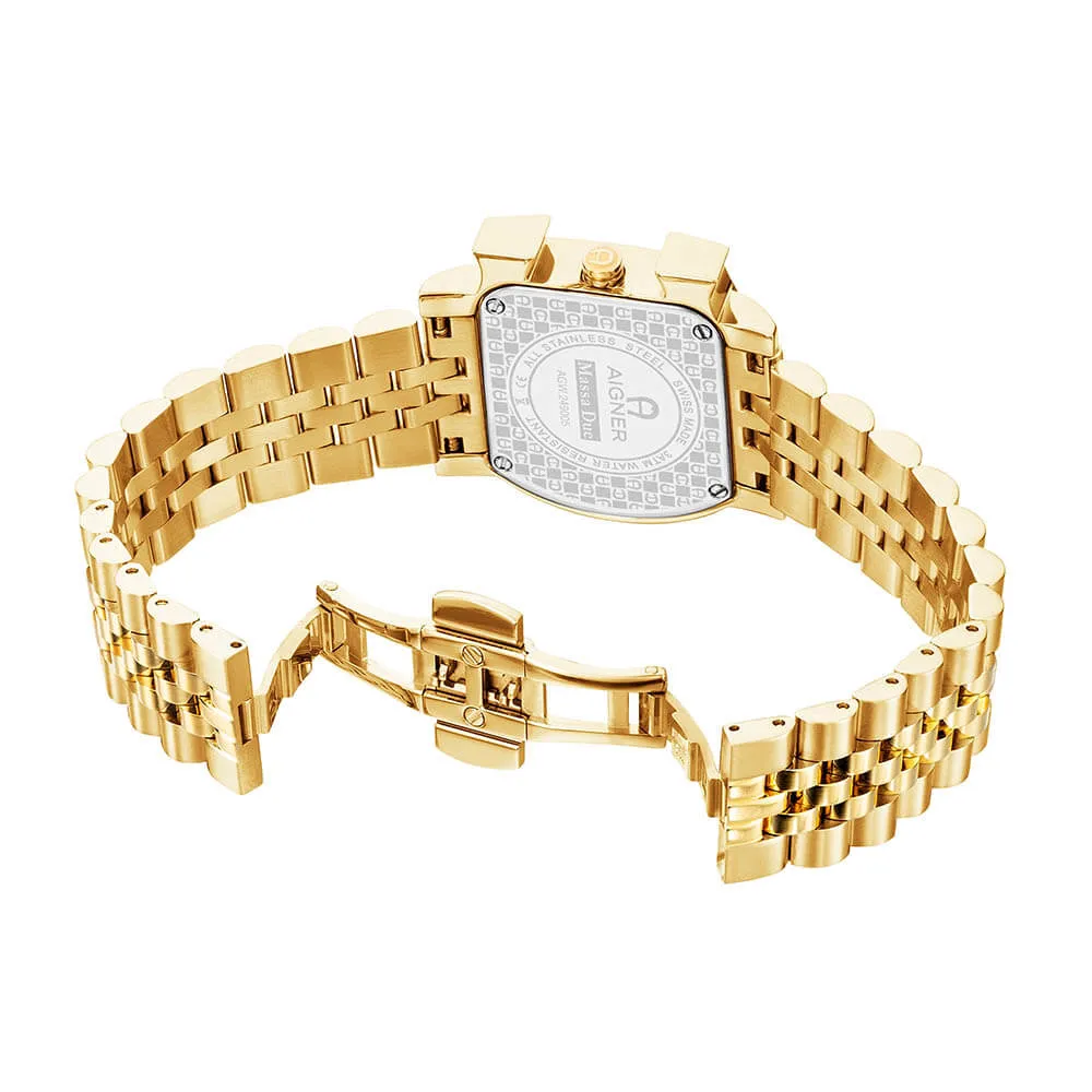 Aigner Massa Due Ladies Gold Dial Stainless Steel Gold Plated Watch