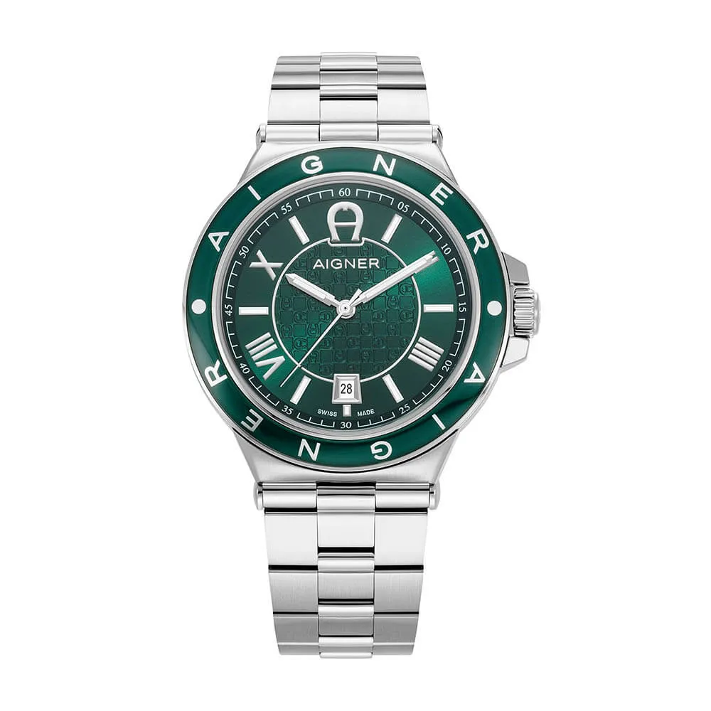 Aigner Trieste2 - Gents Bold Green Dial Stainless Steel Watch