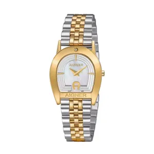 Aigner Varese Women's MOP Dial Stainless Steel/Gold Plated Bracelet Watch