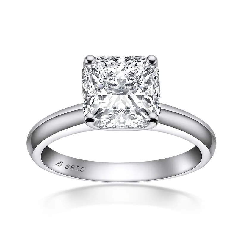 Ainuoshi Princess & Cushion & Round & Asscher Cut Created White Diamond Solitaire Ring