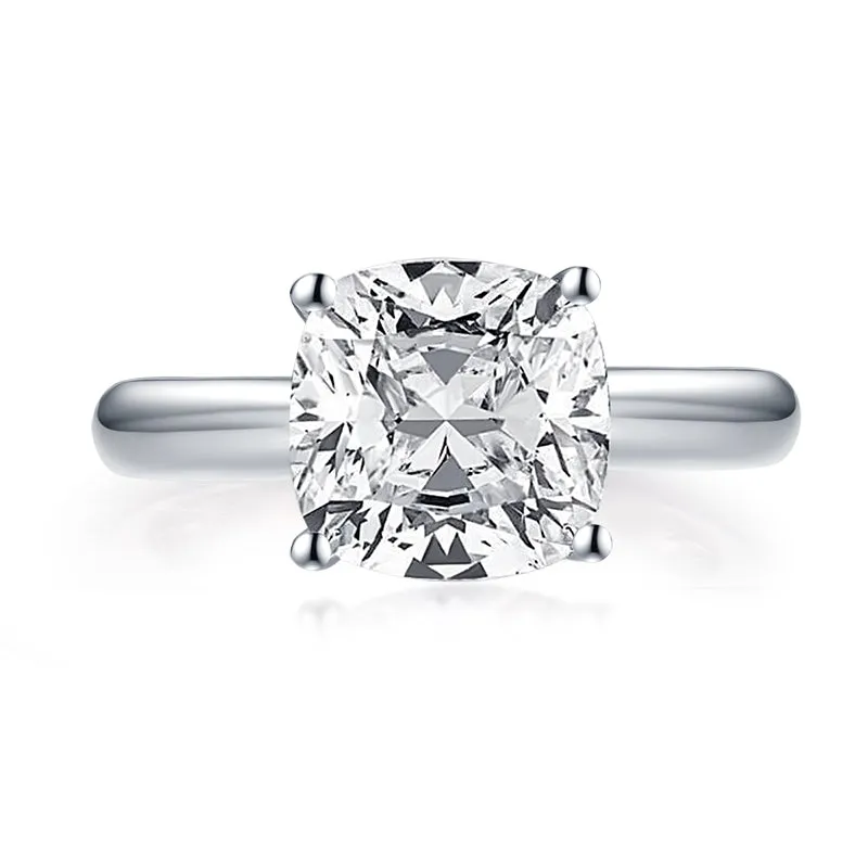Ainuoshi Princess & Cushion & Round & Asscher Cut Created White Diamond Solitaire Ring