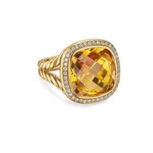 Albion Ring in 18K Yellow Gold with Citrine and Diamonds, 15mm, Size 6