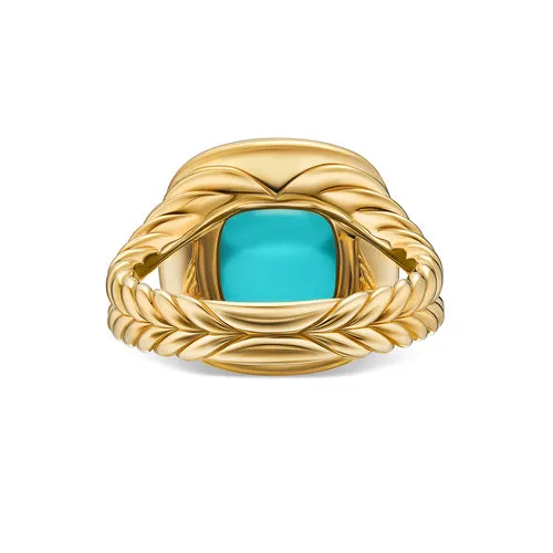 Albion Ring in 18K Yellow Gold with Turquoise and Diamonds, 11mm, Size 6
