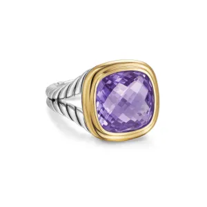 Albion Ring in Sterling Silver with 18K Yellow Gold and Amethyst, 11mm, Size 7